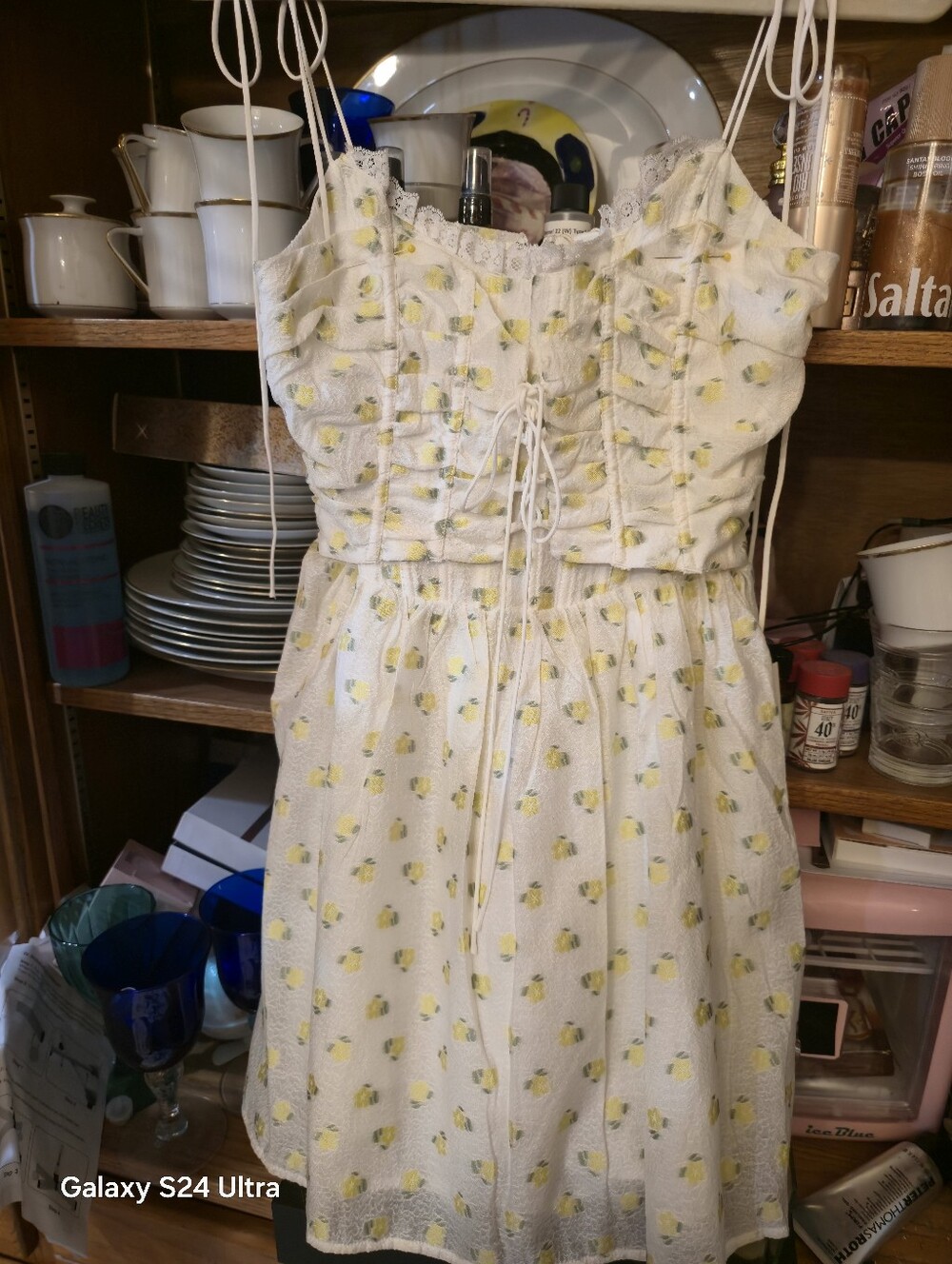 For Love And Lemons White Lemon-Print Tie-Front Sundress